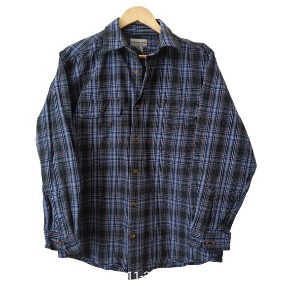 Carhartt Heavy Flannel Men's Shirt Size Large Cotton Button Down Thick Weight